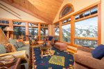 Take in a bird`s eye view of the entire ski resort from the cozy living room.